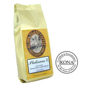 Organic Kona Blend Coffee Platinum II Light Roast Ground Coffee