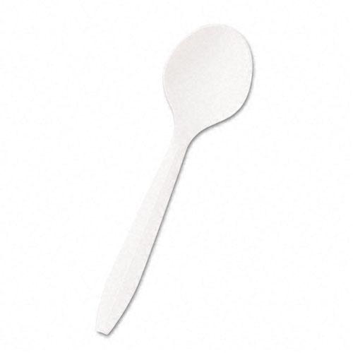 Boardwalk Mediumweight Polypropylene Cutlery White Soup Spoons 1000ct Case