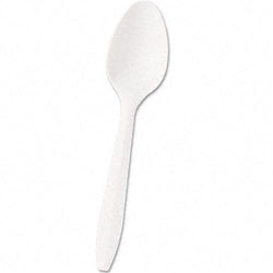 Boardwalk Mediumweight Polypropylene Cutlery White Teaspoons 1000ct Case