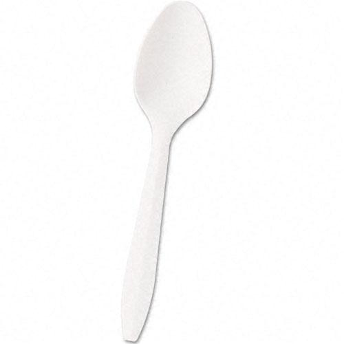 Boardwalk Mediumweight Polypropylene Cutlery White Teaspoons 1000ct Case