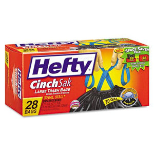 Hefty 30 Gallon Cinch Sak Tall Kitchen and Trash Bags 28ct Box