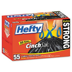 Hefty 30 Gallon Cinch Sak Tall Kitchen and Trash Bags 55ct Box Left