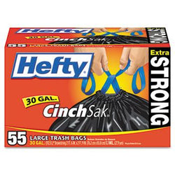 Hefty 30 Gallon Cinch Sak Tall Kitchen and Trash Bags 55ct Box