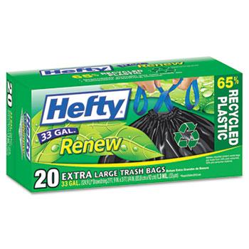 Hefty 33 Gallon Renew Recycled Kitchen and Trash Bags 20ct Box Left