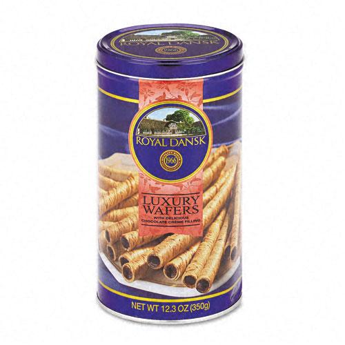 Royal Dansk Luxury Chocolate Filled Wafer Cookies 12.3oz Tin